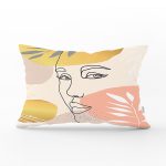 Soft Renkli Zeminli Bayan Silüeti Dijital Baskılı Modern Dikdörtgen Yastık Kırlent Kılıfı Realhomes