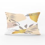 Beyaz Zemin Üzerinde Soyut Renkli Yaprak Desenli Modern Dikdörtgen Yastık Kırlent Kılıfı Realhomes