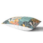 Renkli Zemin Üzerinde Onedraw Çizimli Yaprak Motifli Dikdörtgen Yastık Kırlent Kılıfı Realhomes