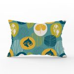 Renkli Zemin Üzerinde Yaprak Motifli Dijital Baskılı Modern Dikdörtgen Yastık Kırlent Kılıfı Realhomes