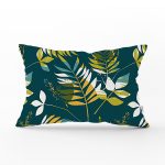 Renkli Zemin Üzerinde Yaprak Motifli Dijital Baskılı Modern Dikdörtgen Yastık Kırlent Kılıfı Realhomes