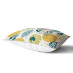 Beyaz Zemin Üzerinde Yaprak Desenli Dijital Baskılı Modern Dikdörtgen Yastık Kırlent Kılıfı Realhomes