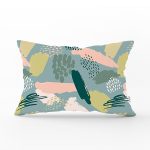 Renkli Zemin Üzerinde Soyut Çizimli Dijital Baskılı Modern Dikdörtgen Yastık Kırlent Kılıfı Realhomes