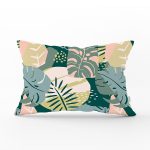 Renkli Zemin Üzerinde Soyut Çizimli Yaprak Motifli Modern Dikdörtgen Yastık Kırlent Kılıfı Realhomes