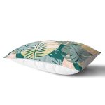 Renkli Zemin Üzerinde Soyut Çizimli Yaprak Motifli Modern Dikdörtgen Yastık Kırlent Kılıfı Realhomes