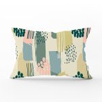 Hardal Zeminli Renkli Çizgi Desenli Dijital Baskılı Modern Dikdörtgen Yastık Kırlent Kılıfı Realhomes