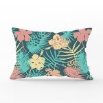 Siyah Zemin Üzerinde Rengarenk Çiçek Desenli Dikdörtgen Yastık Kırlent Kılıfı Realhomes