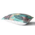 Renkli Zemin Üzerinde Onedraw Çizimli Yaprak Motifli Dikdörtgen Yastık Kırlent Kılıfı Realhomes