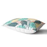 Beyaz Zeminli Renkli Yaprak Desenli Dijital Baskılı Modern Dikdörtgen Yastık Kırlent Kılıfı Realhomes