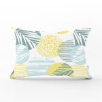 Beyaz Zemin Üzerinde Soft Renkli Yaprak Motifli Modern Dikdörtgen Yastık Kırlent Kılıfı Realhomes