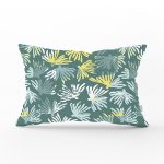 Renkli Zemin Üzerinde Onedraw Çizimli Yaprak Motifli Dikdörtgen Yastık Kırlent Kılıfı Realhomes