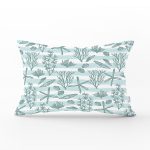 Beyaz Zeminli Su Yeşili Çizgili Dijital Baskılı Modern Dikdörtgen Yastık Kırlent Kılıfı Realhomes