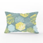 Renkli Zemin Üzerinde Onedraw Çizimli Yaprak Motifli Dikdörtgen Yastık Kırlent Kılıfı Realhomes