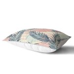 Renkli Zemin Üzerinde Onedraw Çizimli Yaprak Motifli Dikdörtgen Yastık Kırlent Kılıfı Realhomes