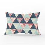 Renkli Zemin Üzerinde Üçgen Desenli Dijital Baskılı Modern Dikdörtgen Yastık Kırlent Kılıfı Realhomes