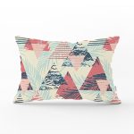 Renkli Zemin Üzerinde Üçgen Desenli Dijital Baskılı Modern Dikdörtgen Yastık Kırlent Kılıfı Realhomes