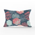 Renkli Zemin Üzerinde Yaprak Motifli Dijital Baskılı Modern Dikdörtgen Yastık Kırlent Kılıfı Realhomes