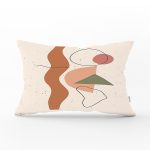 Hardal Zeminli Renkli Çizgi Desenli Dijital Baskılı Modern Dikdörtgen Yastık Kırlent Kılıfı Realhomes