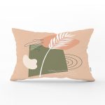 Renkli Zemin Üzerinde Yaprak Motifli Dijital Baskılı Modern Dikdörtgen Yastık Kırlent Kılıfı Realhomes