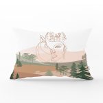 Soft Zeminde Onedraw Çizimli Bayan Silüeti Dijital Baskılı Modern Dikdörtgen Kırlent Kılıfı Realhomes