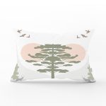 Beyaz Zeminde Orman Desenli Dijital Baskılı Modern Dikdörtgen Yastık Kırlent Kılıfı Realhomes