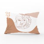 Beyaz Zeminde Onedraw Çizimli Bayan Silüeti Dijital Baskılı Modern Dikdörtgen Yastık Kılıfı Realhomes