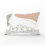 - Rh-Dik-7343-Gorsel1 - Realhomes  Beyaz Zeminde Onedraw Çizimli Yaprak Desenli Dijital Baskılı Modern Dikdörtgen Yastık Kılıfı Realhomes