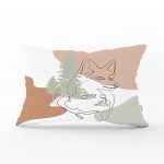 - Rh-Dik-7347-Gorsel1 - Realhomes  Beyaz Zemin Üzerinde Onedraw Çizimli Bayan Silüeti Modern Dikdörtgen Yastık Kırlent Kılıfı Realhomes