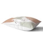 - Rh-Dik-7347-Gorsel2 - Realhomes  Beyaz Zemin Üzerinde Onedraw Çizimli Bayan Silüeti Modern Dikdörtgen Yastık Kırlent Kılıfı Realhomes