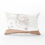 Beyaz Zemin Üzerinde Bayan Silüeti Dijital Baskılı Modern Dikdörtgen Yastık Kırlent Kılıfı Realhomes