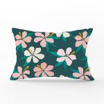 Renkli Zemin Üzerinde Yaprak Motifli Dijital Baskılı Modern Dikdörtgen Yastık Kırlent Kılıfı Realhomes