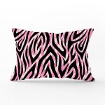 - Rh-Dik-7365-Gorsel1 - Realhomes Siyah Zeminli Pembe Renkli Çizim Dijital Baskılı Modern Dikdörtgen Yastık Kırlent Kılıfı Realhomes