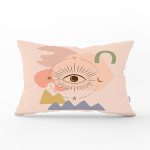 Pastel Renkli Zeminli Onedraw Çizimli Dijital Baskılı Modern Dikdörtgen Yastık Kırlent Kılıfı Realhomes