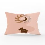 Pastel Renkli Zeminli Onedraw Çizimli Dijital Baskılı Modern Dikdörtgen Yastık Kırlent Kılıfı Realhomes