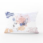 Beyaz Zemin Üzerinde Onedraw Çizimli Bayan Silüeti Modern Dikdörtgen Yastık Kırlent Kılıfı Realhomes