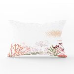 Beyaz Zemin Üzerinde Onedraw Çizimli Yaprak Motifli Dikdörtgen Yastık Kırlent Kılıfı Realhomes