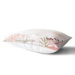 Beyaz Zemin Üzerinde Onedraw Çizimli Yaprak Motifli Dikdörtgen Yastık Kırlent Kılıfı Realhomes