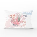 Beyaz Zemin Üzerinde Botanical Face Dijital Baskılı Modern Dikdörtgen Yastık Kırlent Kılıfı Realhomes