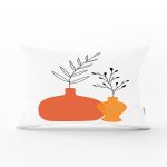 - Rh-Dik-7376-Gorsel1 - Realhomes Beyaz Zeminli Pastel Renkli Vazolar Dijital Baskılı Modern Dikdörtgen Yastık Kırlent Kılıfı Realhomes