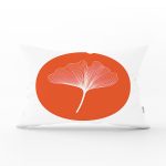 Renkli Daire İçinde Ondraw Çizimli Yaprak Motifli Modern Dikdörtgen Yastık Kırlent Kılıfı Realhomes