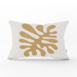 Renkli Zemin Üzerinde Onedraw Çizimli Yaprak Motifli Dikdörtgen Yastık Kırlent Kılıfı Realhomes