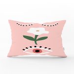 - Rh-Dik-7384-Gorsel1 - Realhomes Pudra Zemin Üzerinde Onedraw Çizimli Çiçek Desenli Modern Dikdörtgen Yastık Kırlent Kılıfı Realhomes