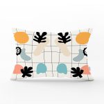 Renkli Zemin Üzerinde Onedraw Çizimli Yaprak Motifli Dikdörtgen Yastık Kırlent Kılıfı Realhomes