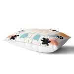 Renkli Zemin Üzerinde Onedraw Çizimli Yaprak Motifli Dikdörtgen Yastık Kırlent Kılıfı Realhomes