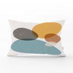 Renkli Zemin Üzerinde Onedraw Çizimli Oval Desenli Modern Dikdörtgen Yastık Kırlent Kılıfı Realhomes