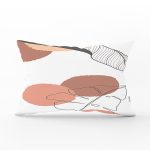 Beyaz Zemin Üzerinde Onedraw Çizimli Yaprak Motifli Dikdörtgen Yastık Kırlent Kılıfı Realhomes