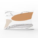 Beyaz Zemin Üzerinde Onedraw Çizimli Yaprak Motifli Dikdörtgen Yastık Kırlent Kılıfı Realhomes