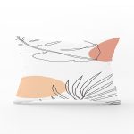 Beyaz Zemin Üzerinde Onedraw Çizimli Yaprak Motifli Dikdörtgen Yastık Kırlent Kılıfı Realhomes