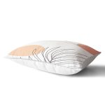 Beyaz Zemin Üzerinde Onedraw Çizimli Yaprak Motifli Dikdörtgen Yastık Kırlent Kılıfı Realhomes