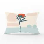 Rengarenk Zeminde Onedraw Çizimli Çiçek Desenli Dijital Baskılı Modern Dikdörtgen Yastık Kılıfı Realhomes